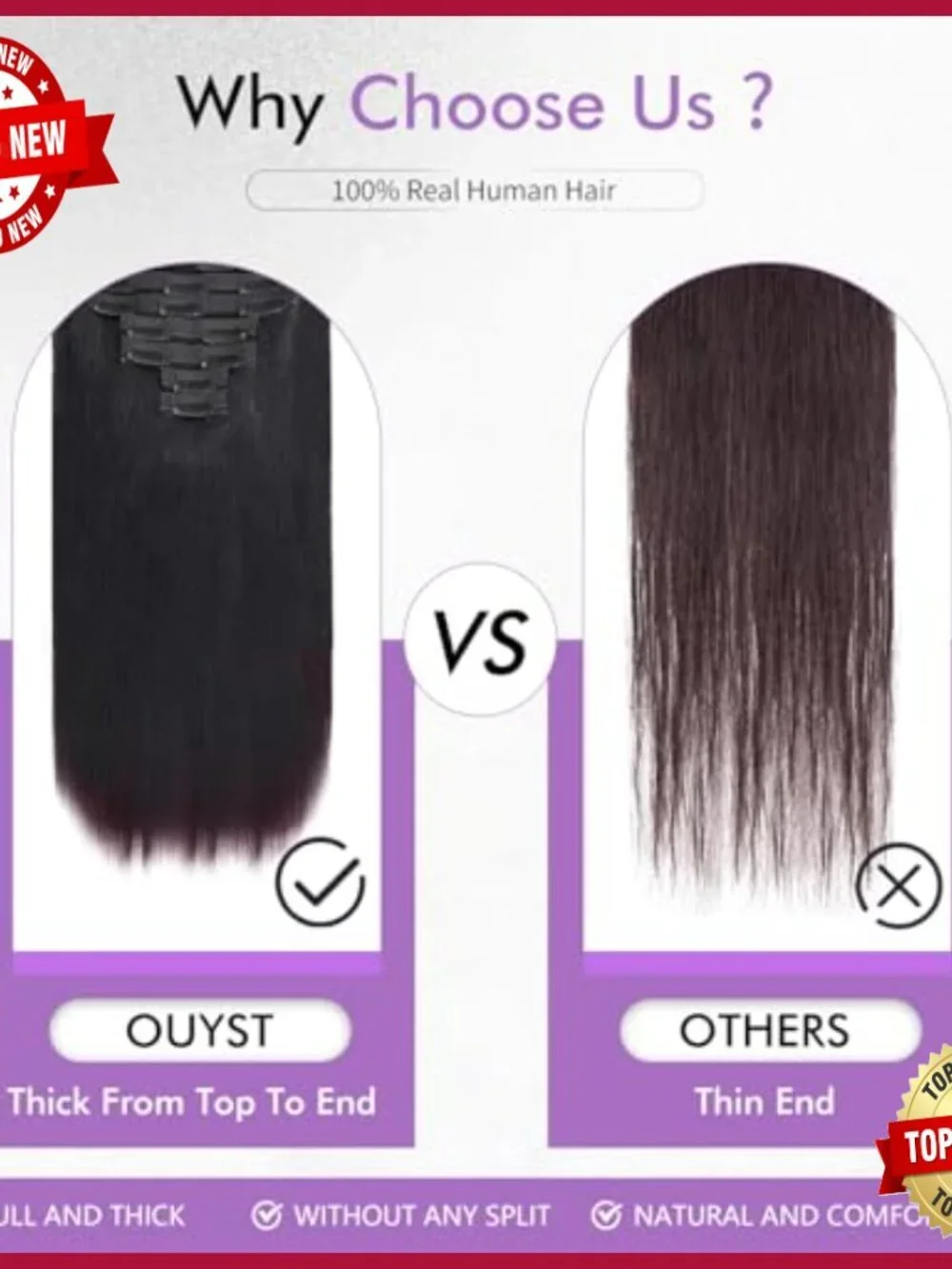 24 Inch Human Hair Extensions 7 Piece Clip In Set Yaki Straight